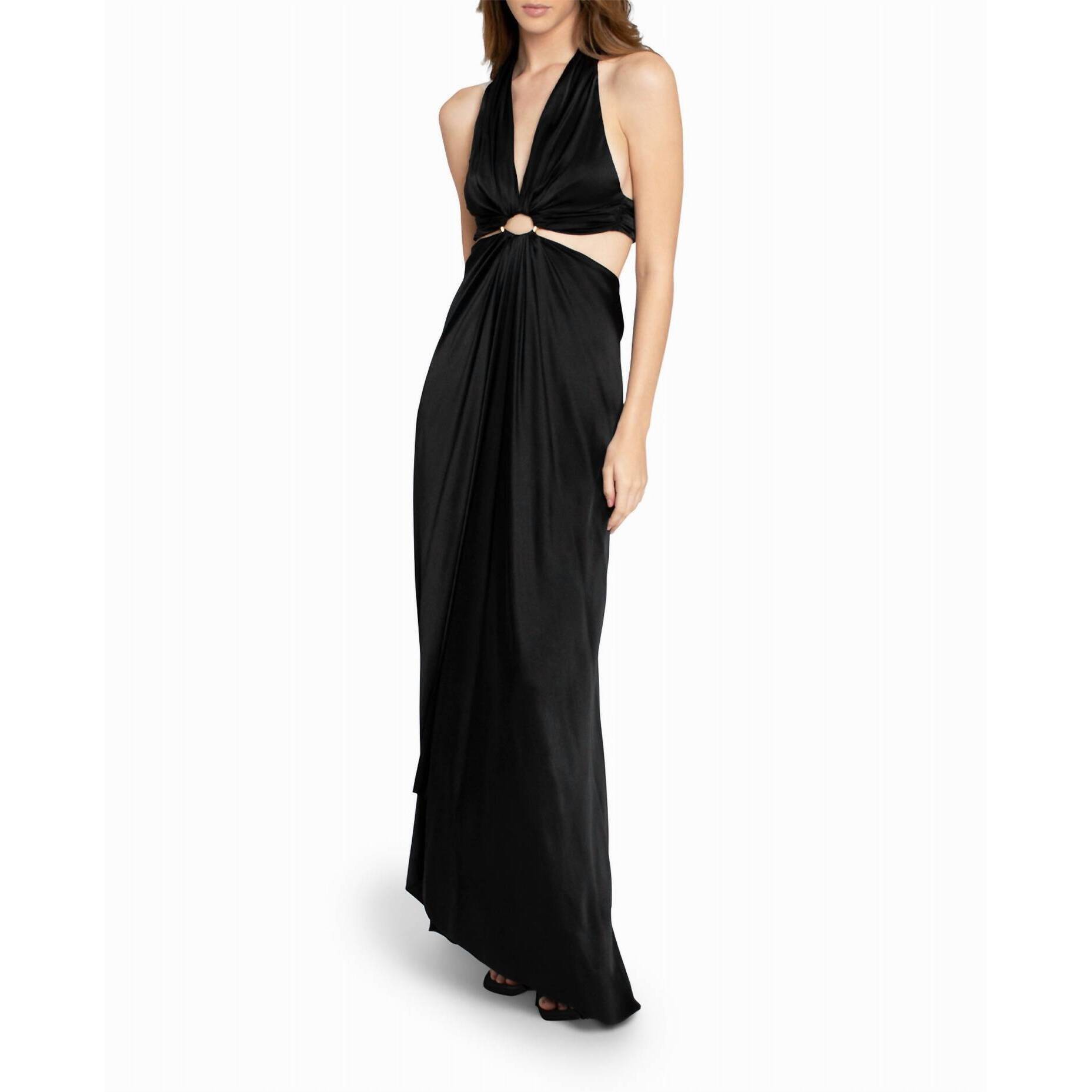 New Nicole Miller Cut Out Gown Dress In Black